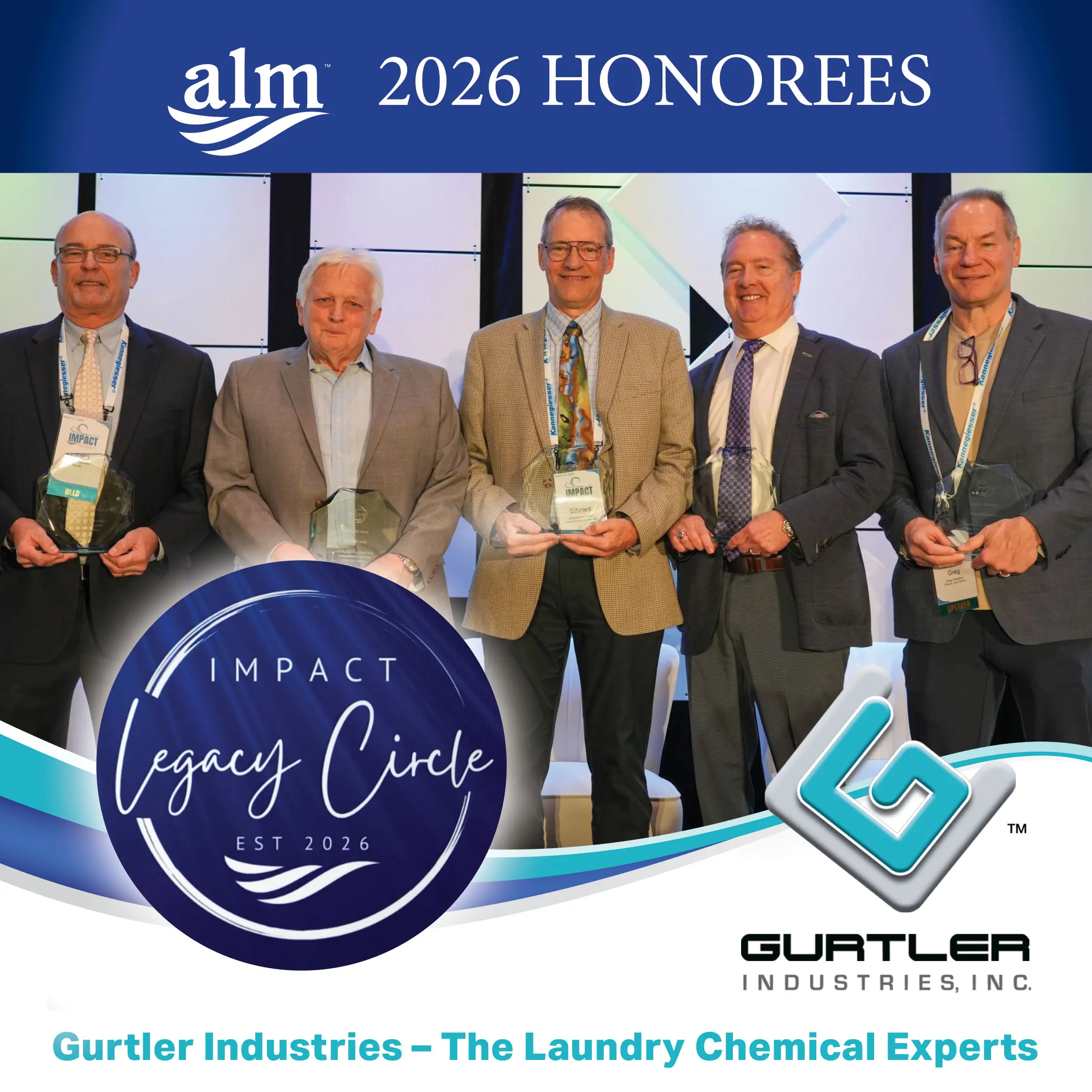 Greg Gurtler earns the ALM Legacy Circle award, recognizing his leadership and lasting impact on the textile care industry.